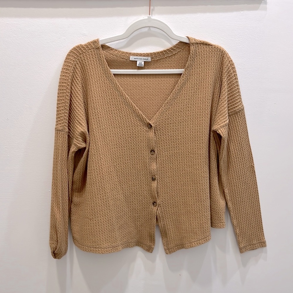 American Eagle Waffle Texture Long Sleeve Shirt
